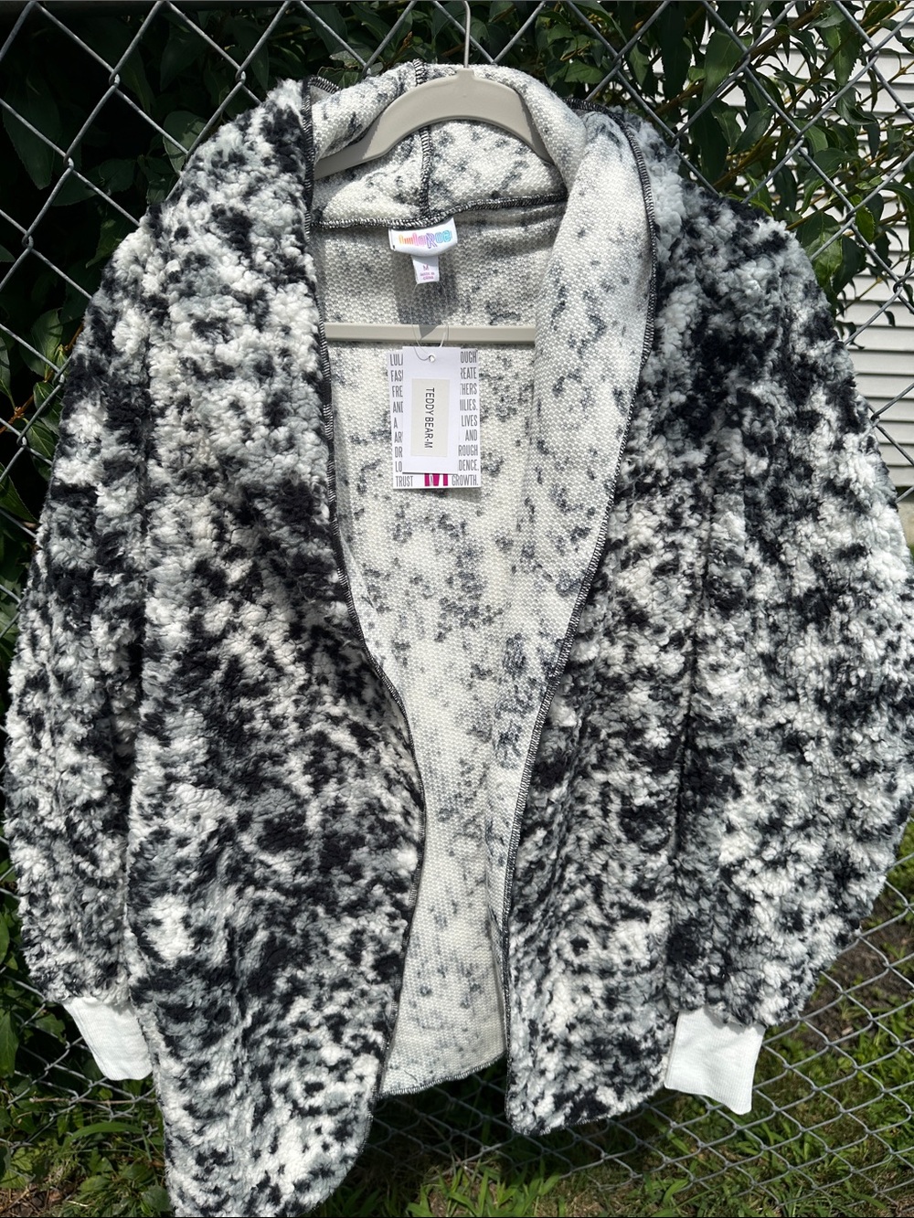 LuLaRoe Black and White Marled Open-Front Cardigan